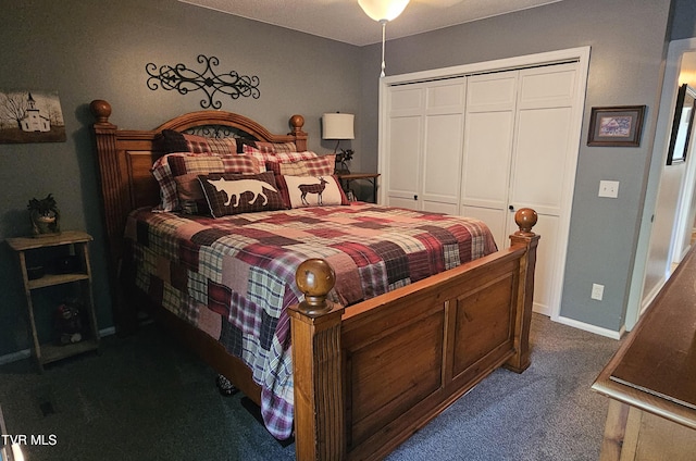 304 Tunnel Dr, Dryden, VA 24243 - bedroom featuring dark carpet, baseboards, and a closet