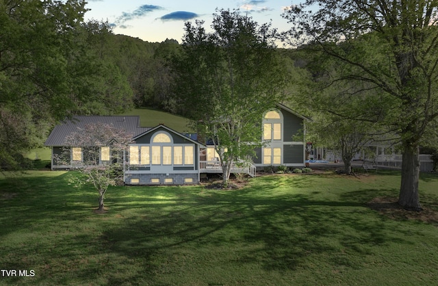 304 Tunnel Dr, Dryden, VA 24243 - back of property featuring a lawn and a wooded view