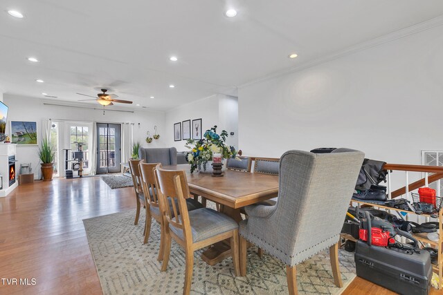 2040 Happy Valley Rd, Limestone, TN 37681 - dining space featuring light wood-style floors, a ceiling fan, and recessed lighting