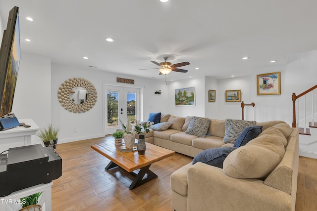 2040 Happy Valley Rd, Limestone, TN 37681 - living room with recessed lighting, stairs, and light wood-style flooring