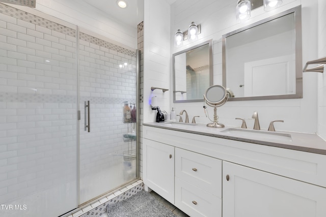 2040 Happy Valley Rd, Limestone, TN 37681 - bathroom with double vanity, a shower stall, and a sink