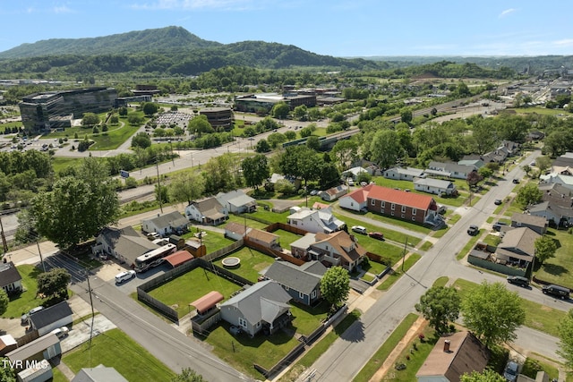 birds eye view of property featuring a mountain view