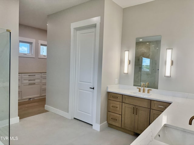 1093 Hawk Nest Ct, Jonesborough, TN 37659 - full bath with double vanity, a shower stall, and baseboards