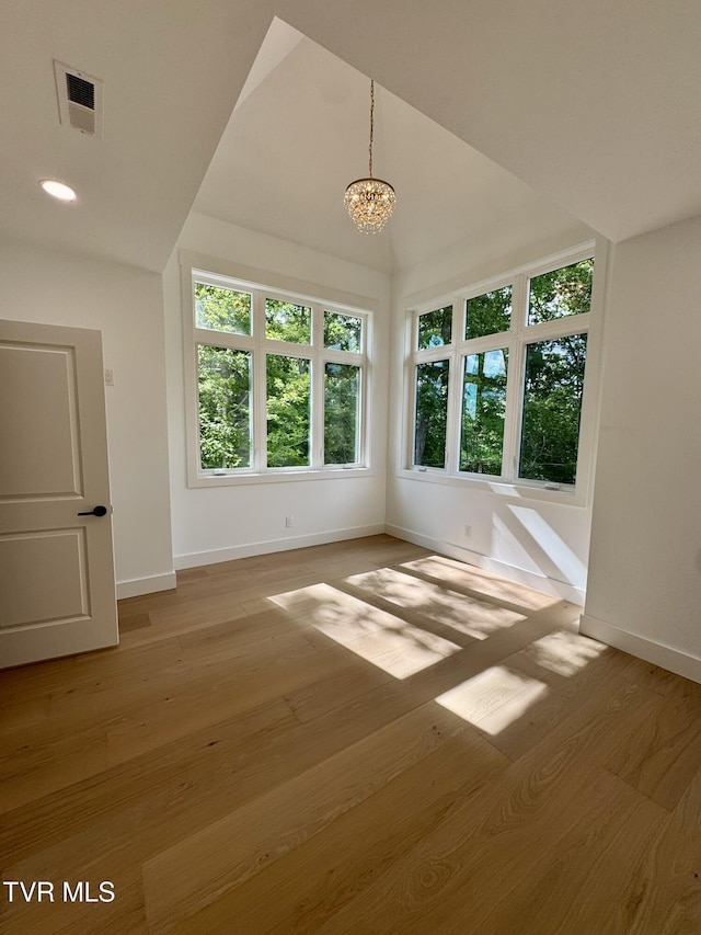 1093 Hawk Nest Ct, Jonesborough, TN 37659 - unfurnished room with baseboards, light wood-style flooring, a chandelier, and recessed lighting