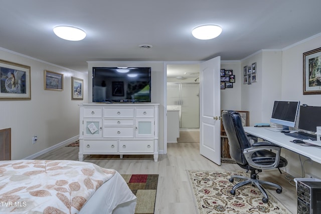 103 Dogwood Ln, Johnson City, TN 37604 - bedroom with baseboards, ornamental molding, and light wood finished floors