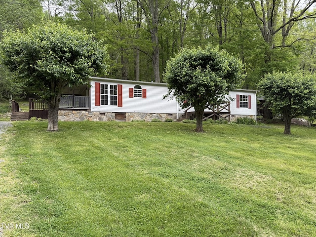 136 Gentry Mountain Rd, Erwin, TN 37650 - view of front of home with a front lawn, an outbuilding, and crawl space