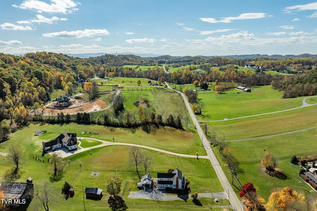 birds eye view of property with a rural view