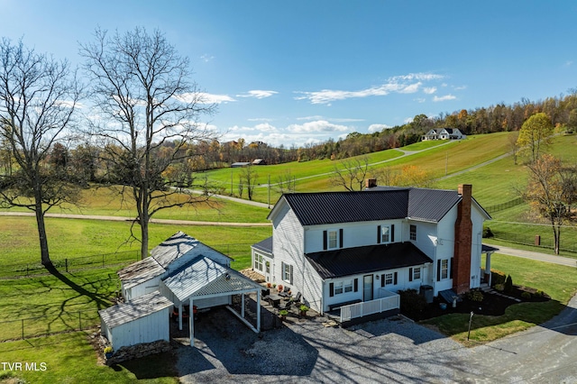 aerial view featuring a rural view