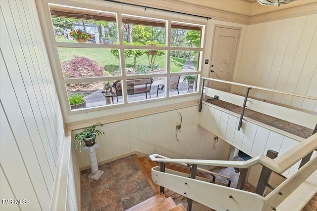 1902 Lamont St, Kingsport, TN 37664 - stairway featuring wood walls and stone finish floor