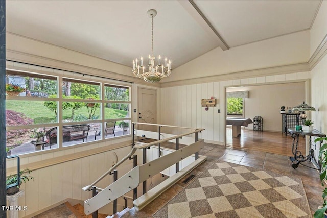 1902 Lamont St, Kingsport, TN 37664 - interior space featuring a chandelier and vaulted ceiling with beams