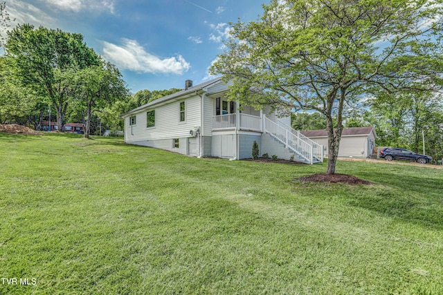 exterior space featuring stairs and covered porch