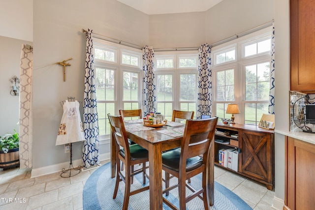 dining room featuring baseboards and a wealth of natural light