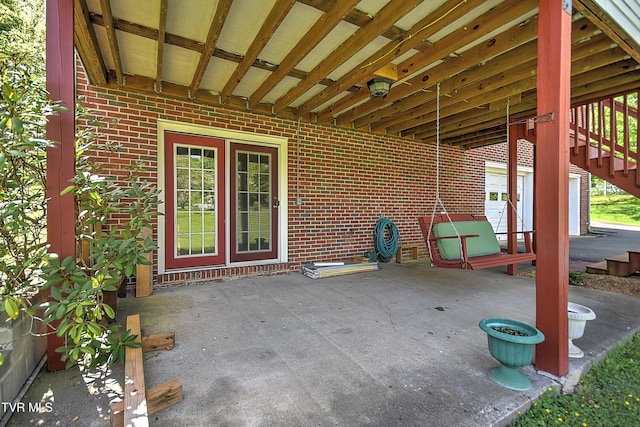 view of patio featuring stairs