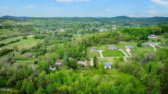 aerial view with a mountain view and a forest view