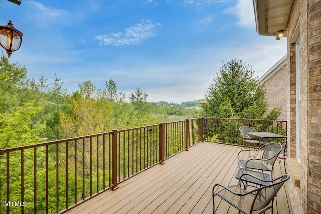 deck with a view of trees