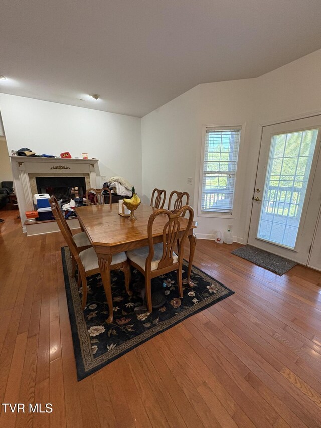 142 Oakwell Ln, Jonesborough, TN 37659 - dining area featuring hardwood / wood-style floors and a fireplace