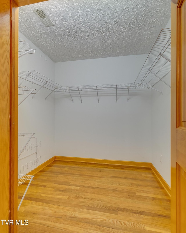 spacious closet with visible vents and light wood finished floors