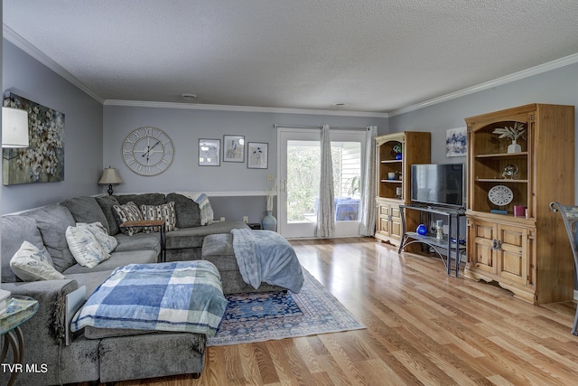 400 Sunset Dr Unit P83, Johnson City, TN 37604 - living area with light wood-style floors, a textured ceiling, and crown molding