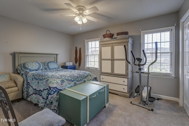 400 Sunset Dr Unit P83, Johnson City, TN 37604 - bedroom with a textured ceiling, baseboards, light carpet, and ceiling fan