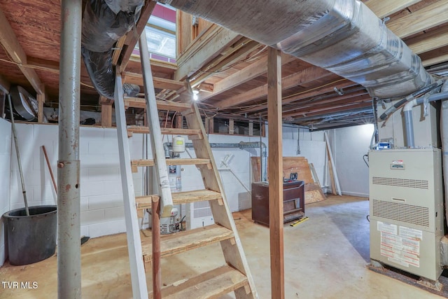 view of unfinished basement