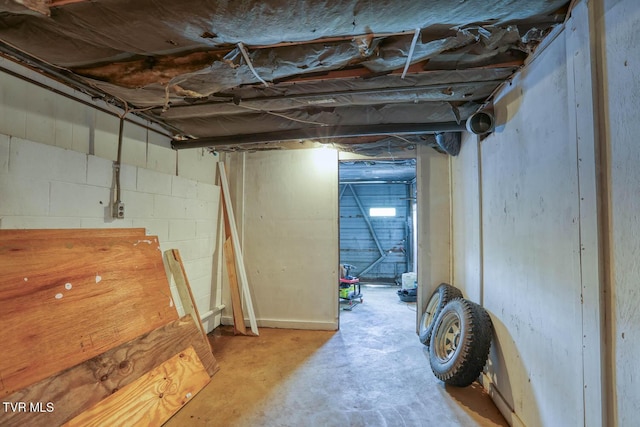 view of unfinished basement