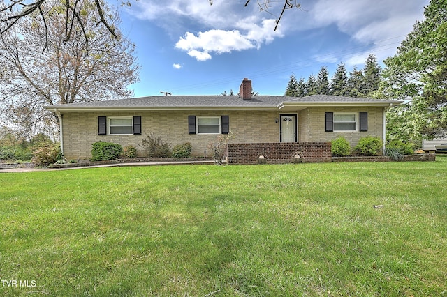 19032 Woodland Hills Rd, Abingdon, VA 24210 - single story home featuring a front lawn, stone siding, and a chimney