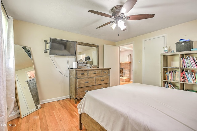 19032 Woodland Hills Rd, Abingdon, VA 24210 - bedroom featuring a ceiling fan, baseboards, and light wood-type flooring