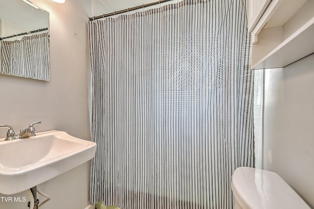 19032 Woodland Hills Rd, Abingdon, VA 24210 - bathroom with curtained shower, toilet, and a sink