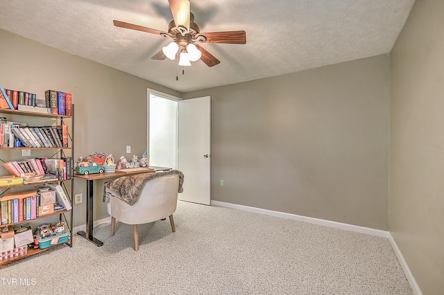 19032 Woodland Hills Rd, Abingdon, VA 24210 - office with ceiling fan, carpet flooring, and baseboards