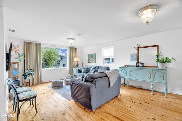 302 Wilson Ave, Johnson City, TN 37604 - living room featuring baseboards, light wood-style flooring, and visible vents