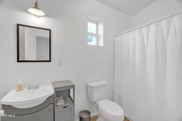 302 Wilson Ave, Johnson City, TN 37604 - bathroom with toilet, a shower with shower curtain, and vanity