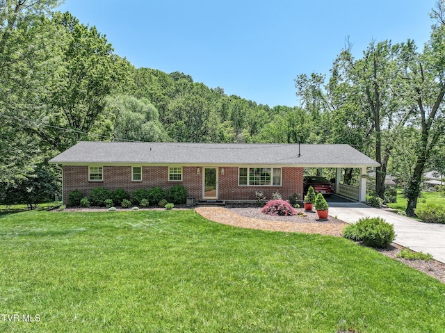 2004 Old Tusculum Rd, Greeneville, TN 37745 - single story home with brick siding, a front lawn, driveway, and an attached carport