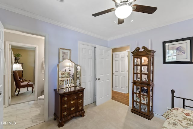 2004 Old Tusculum Rd, Greeneville, TN 37745 - bedroom featuring crown molding, ceiling fan, and a closet