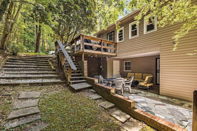 1837 Presswood Rd Unit 1837, Johnson City, TN 37604 - rear view of house featuring a patio, an outdoor hangout area, a wooden deck, and stairway