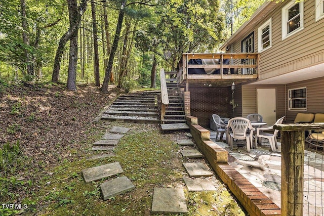 1837 Presswood Rd Unit 1837, Johnson City, TN 37604 - view of yard with outdoor dining space, a wooden deck, stairs, and a patio area
