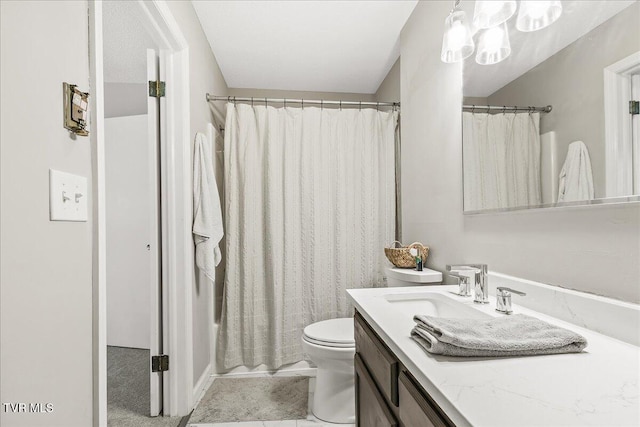 1837 Presswood Rd Unit 1837, Johnson City, TN 37604 - bathroom featuring vanity, tile patterned floors, toilet, and a shower with curtain