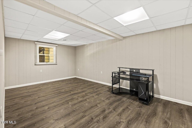 1837 Presswood Rd Unit 1837, Johnson City, TN 37604 - basement with baseboards, dark wood-style flooring, and a drop ceiling