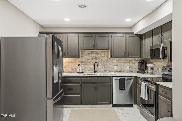 1837 Presswood Rd Unit 1837, Johnson City, TN 37604 - kitchen with marble finish floor, light countertops, a sink, appliances with stainless steel finishes, and backsplash