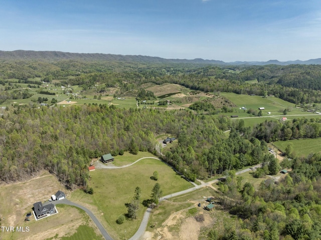 bird's eye view with a forest view and a rural view