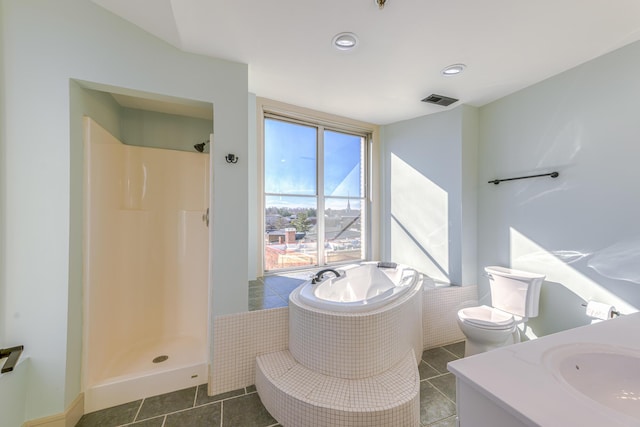200 E Main St Unit 5, Johnson City, TN 37604 - full bath featuring visible vents, a garden tub, walk in shower, and tile patterned floors