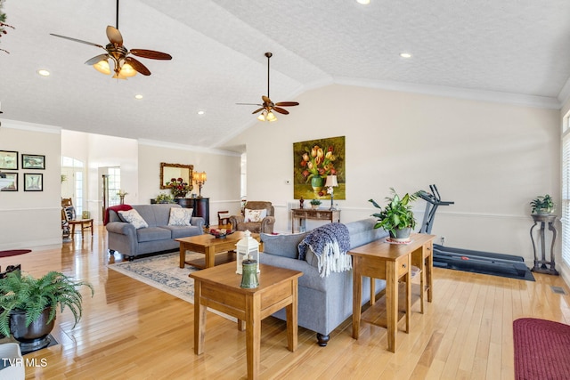 963 Beaver Creek Rd, Bluff City, TN 37618 - living area with ornamental molding, a ceiling fan, and light wood finished floors