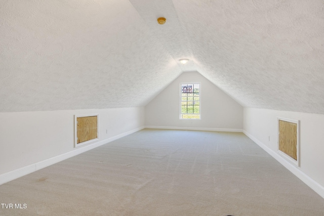 963 Beaver Creek Rd, Bluff City, TN 37618 - bonus room with vaulted ceiling, carpet flooring, and a textured ceiling