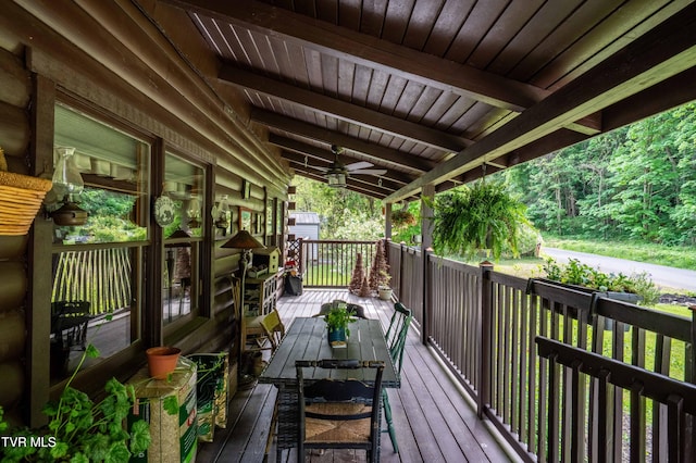 deck featuring ceiling fan