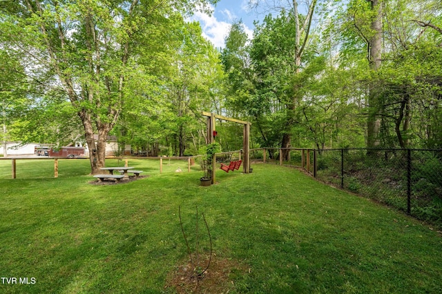 view of yard with fence