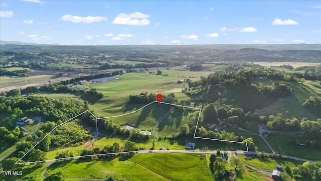 bird's eye view featuring a rural view