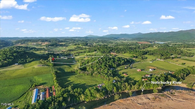 aerial view with a mountain view