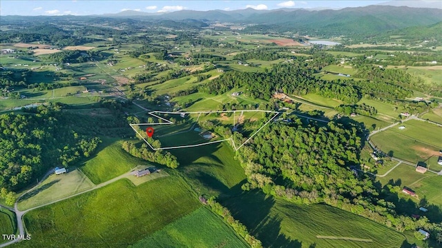 birds eye view of property featuring a mountain view