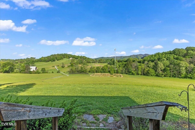 view of home's community featuring a lawn and a mountain view