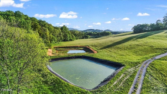 surrounding community featuring a water view and a yard