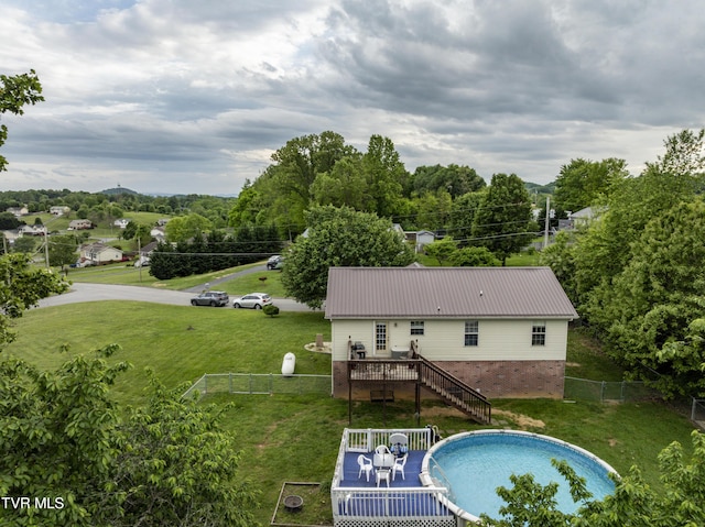 115 Maple Ridge Dr, Jonesborough, TN 37659 - swimming pool with a wooden deck and stairway